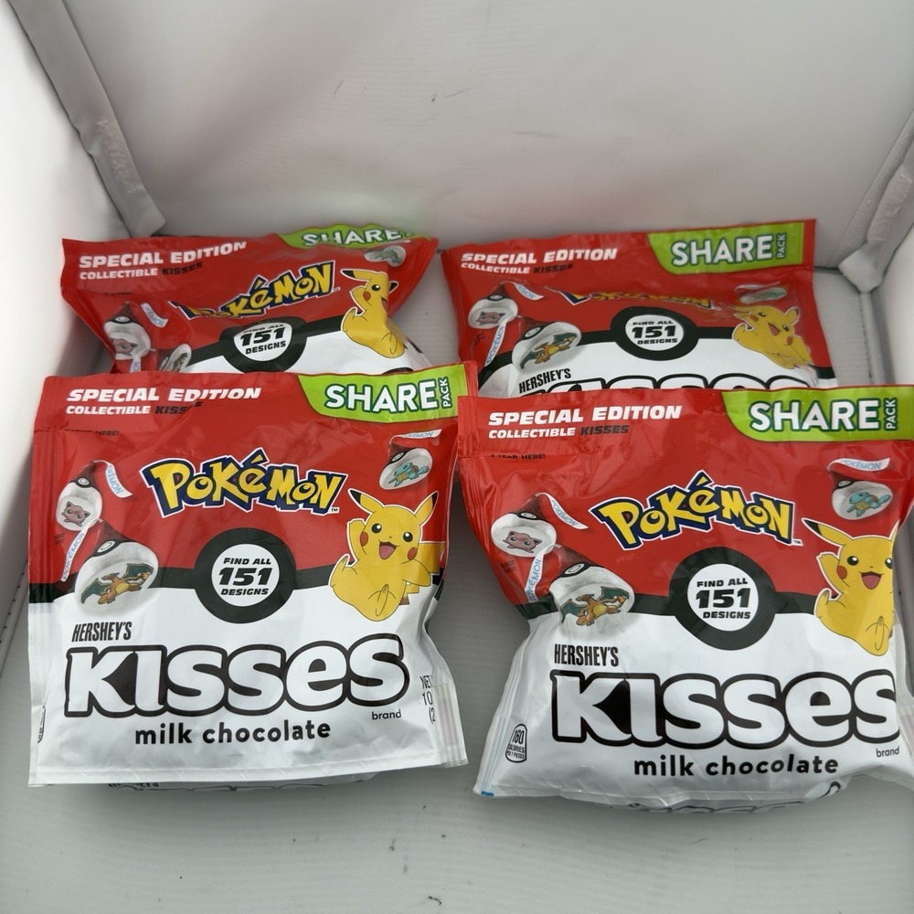 Pokemon Collectible Hershey's Kisses Sealed Pack New Chocolate Lot of 4 GF‎